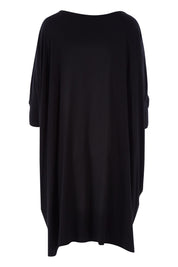 Product shot of the Belle Essential Throw Over in colour Black (Black), from the back