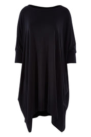 Product shot of the Belle Essential Throw Over in colour Black (Black), from the front