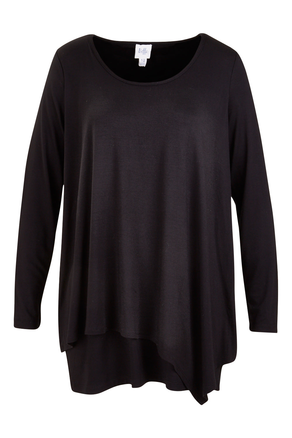 Product shot of the Belle Forgiver Tunic in colour Black (Black), from the front