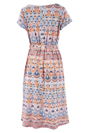 Product shot of the Belle Pastel Print Dress in colour Pastel (Pink), from the back