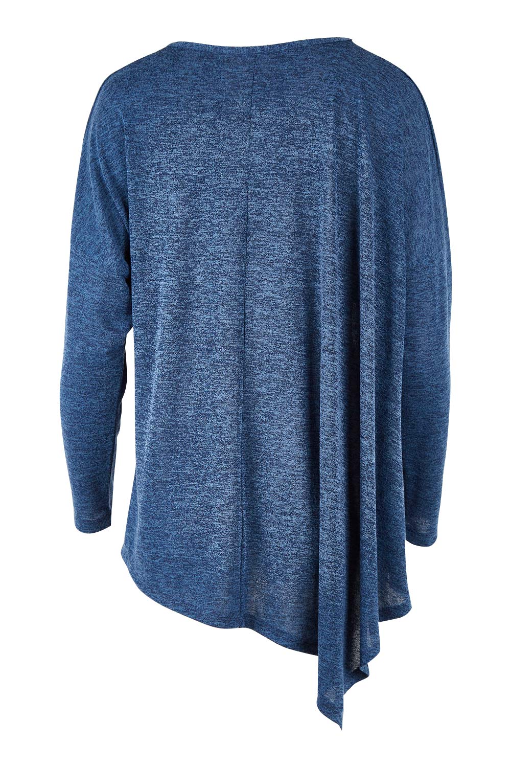 Product shot of the Belle Wooly Knit Throw Over in colour Denimblue (Blue), from the back