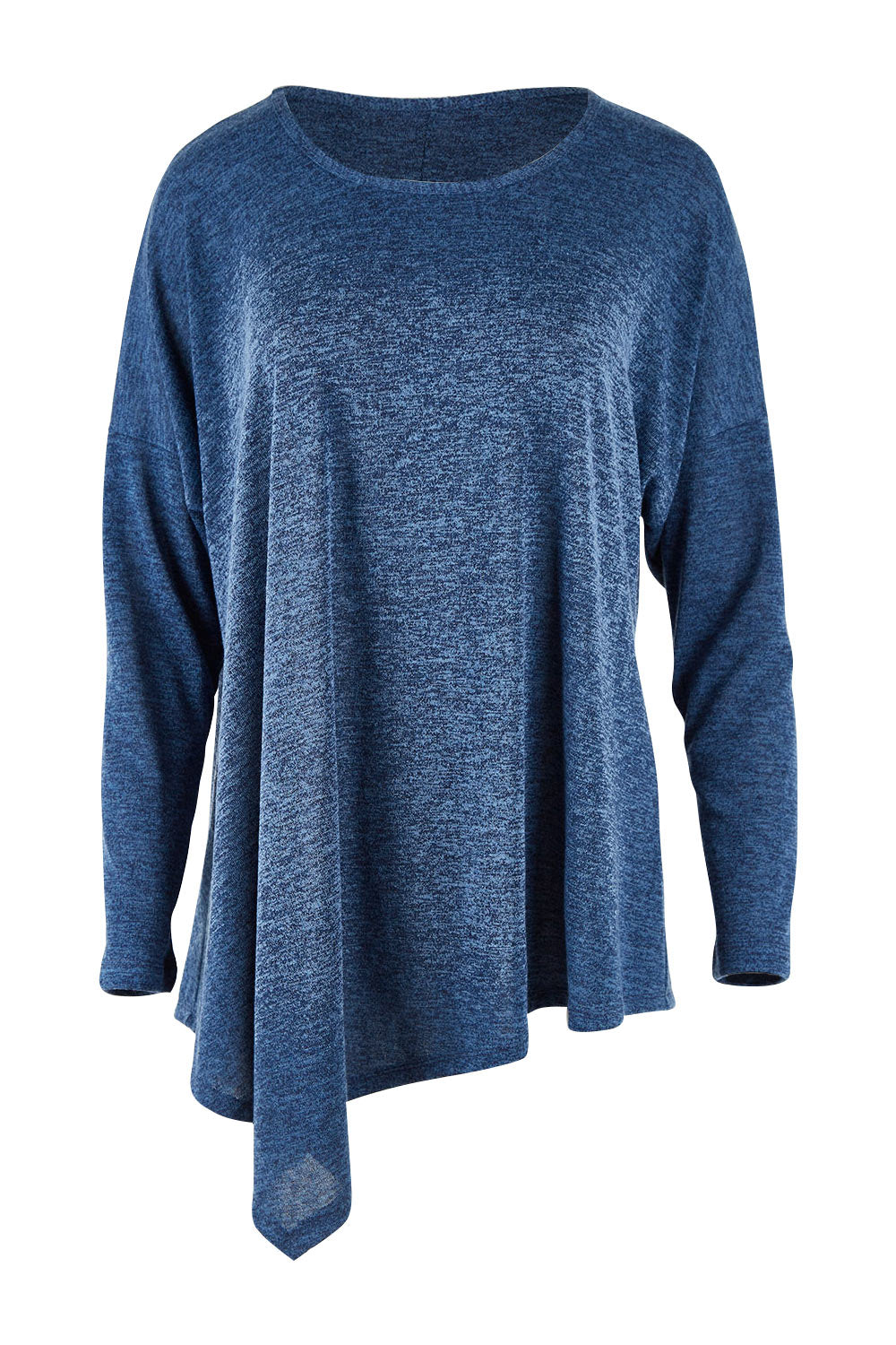Product shot of the Belle Wooly Knit Throw Over in colour Denimblue (Blue), from the front