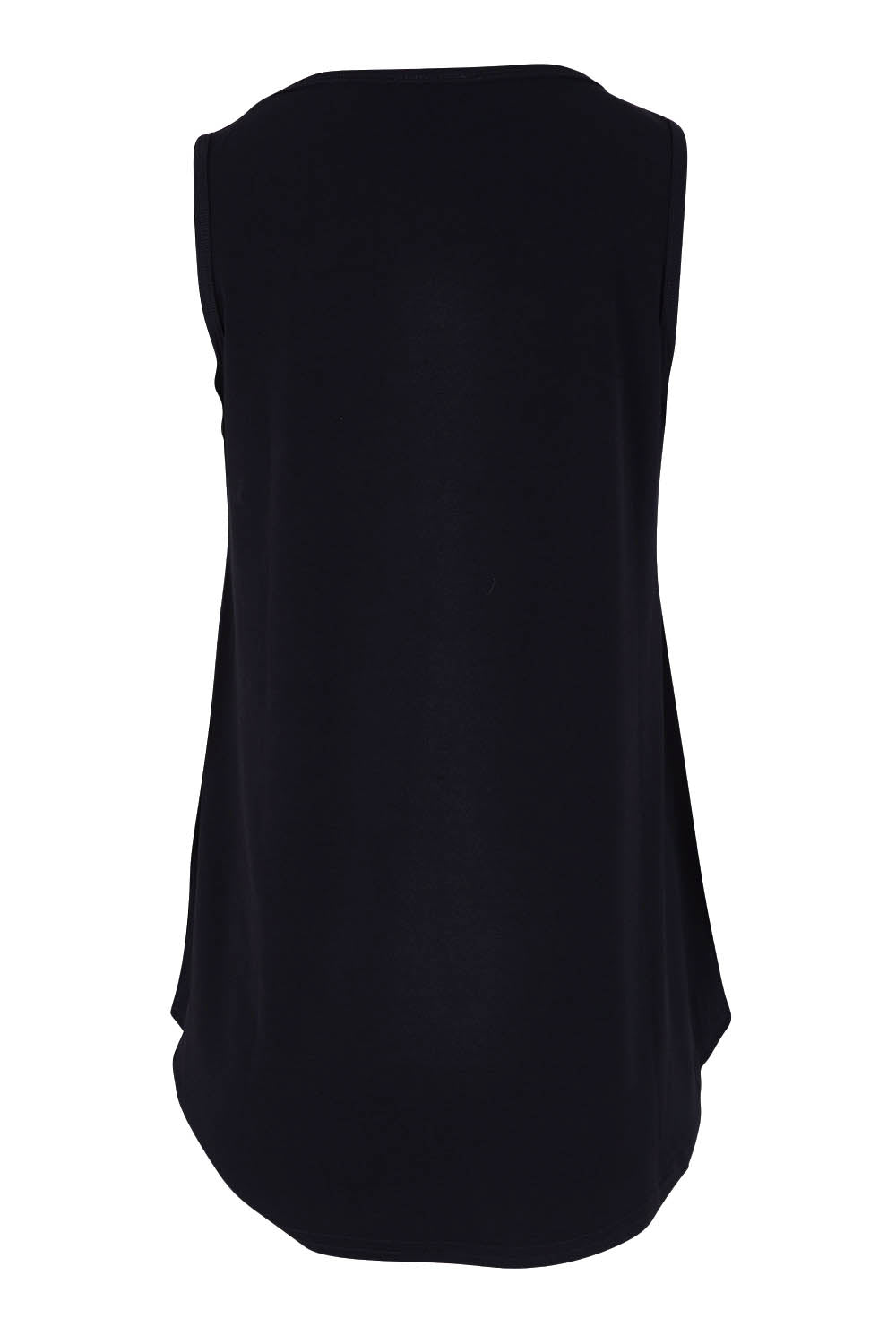 Product shot of the Belle Essential V Neck Cami in colour Black (Black), from the back