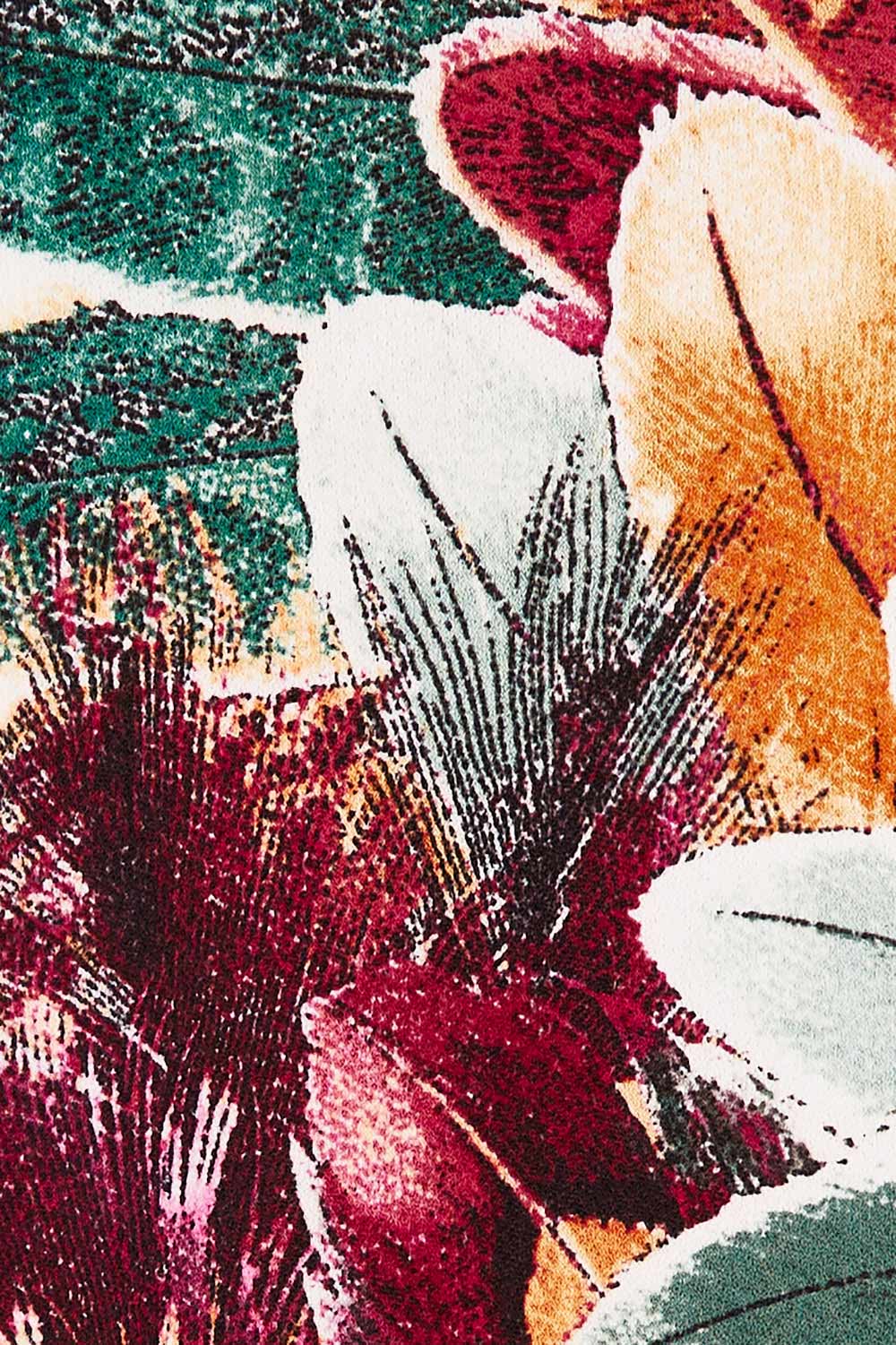 Product shot of the Belle Feathers Top in colour Feathers (Green), detail