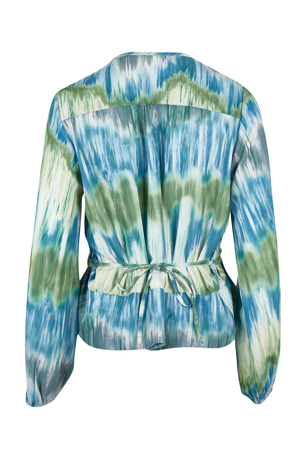 Product shot of the Belle Tie Dye Top in colour Tiedye (Blue), from the back