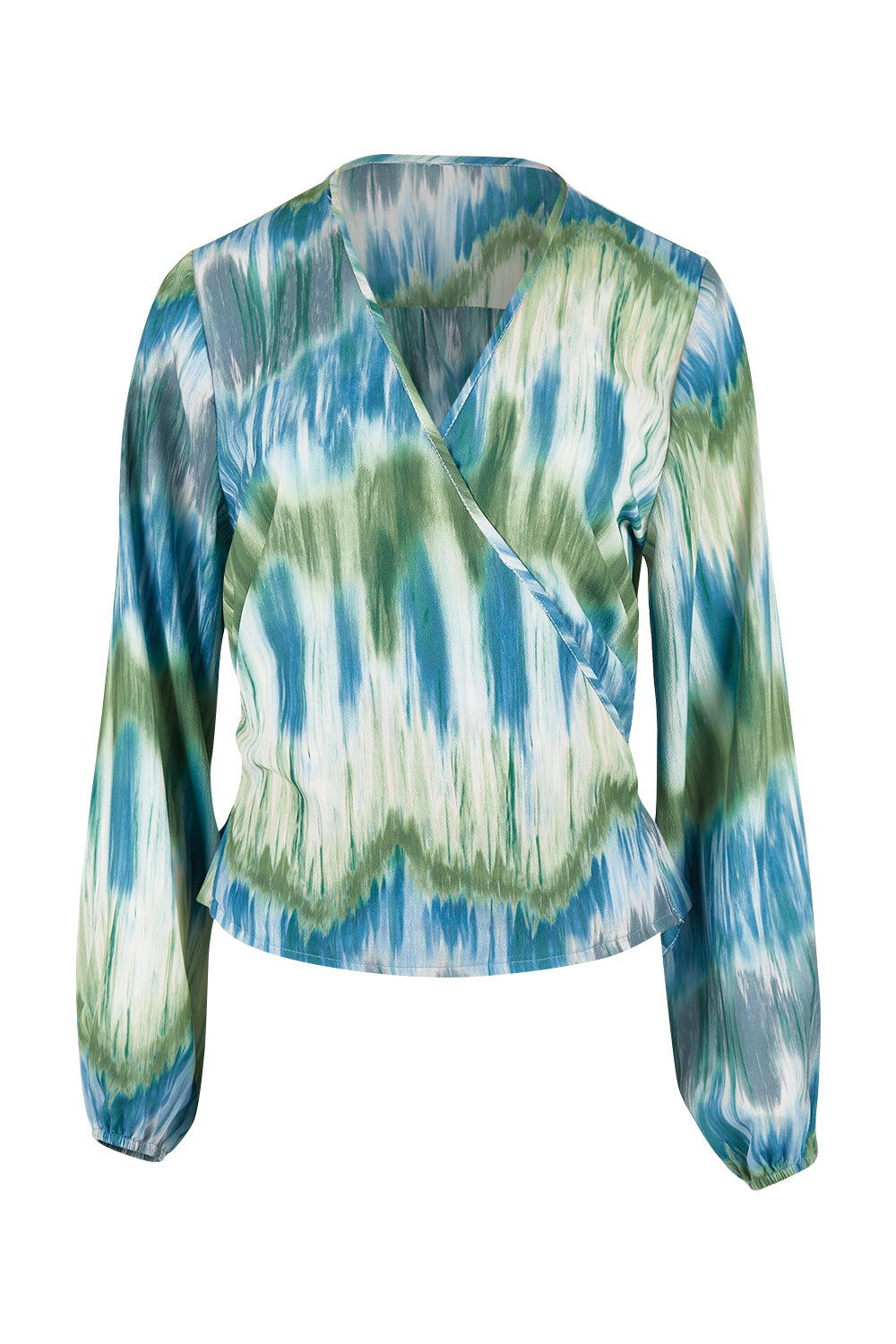 Product shot of the Belle Tie Dye Top in colour Tiedye (Blue), from the front