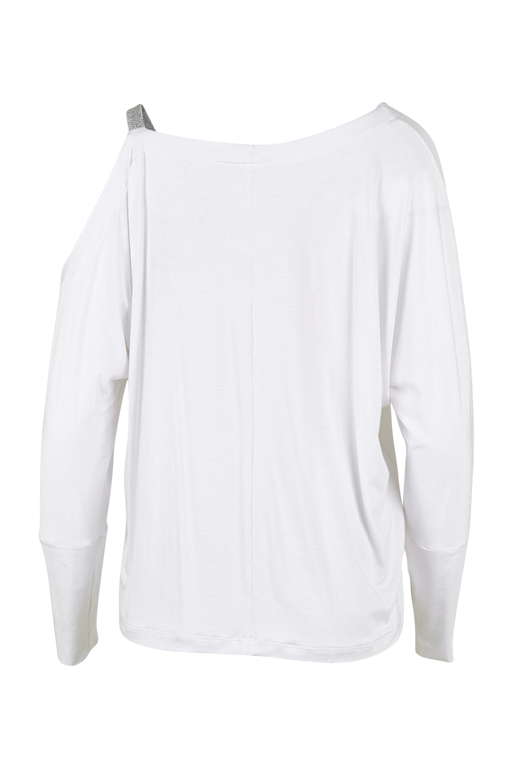 Product shot of the Belle Glitter Strap Top in colour White (White), from the back