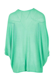 Product shot of the Belle Cocoon Sheer Cardi in colour Seagreen (Green), from the back