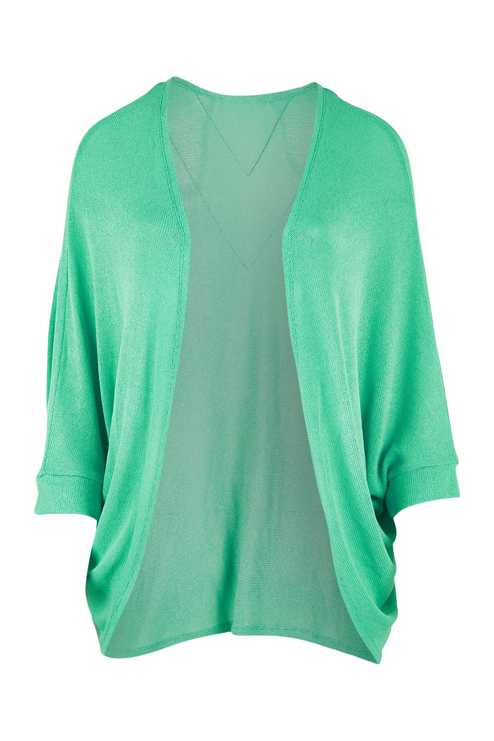 Product shot of the Belle Cocoon Sheer Cardi in colour Seagreen (Green), from the front