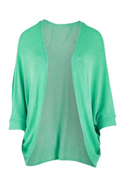 Product shot of the Belle Cocoon Sheer Cardi in colour Seagreen (Green), from the front