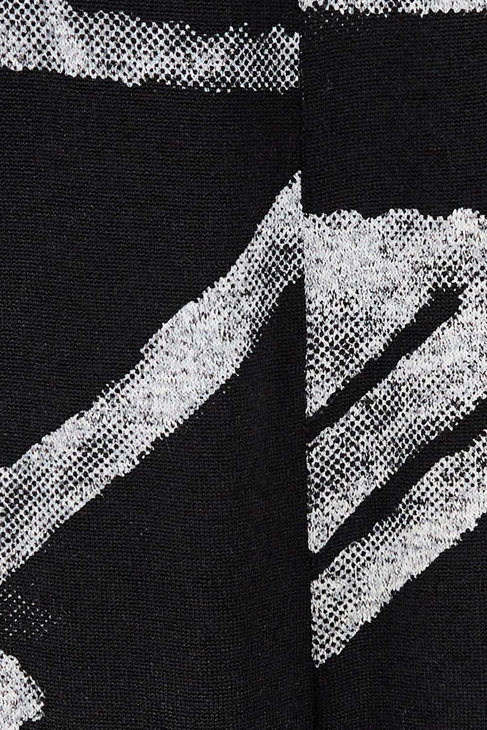 Product shot of the Belle Abstract Warm Knit Dress in colour Abstract (Black), detail