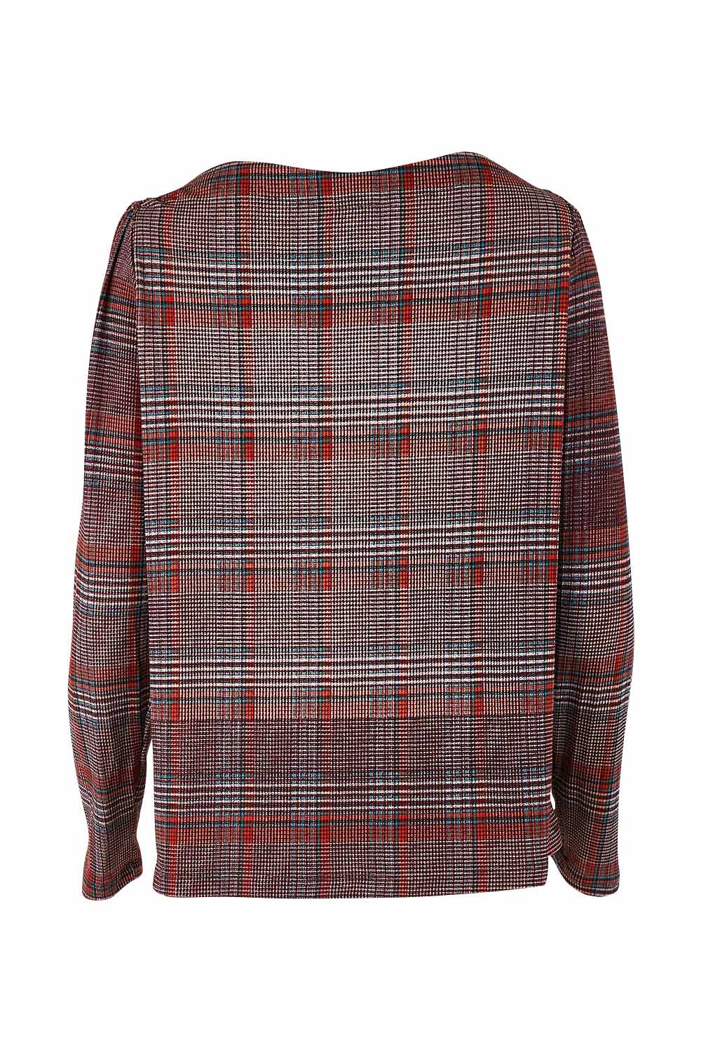 Product shot of the Belle Check Tee in colour Check, from the back