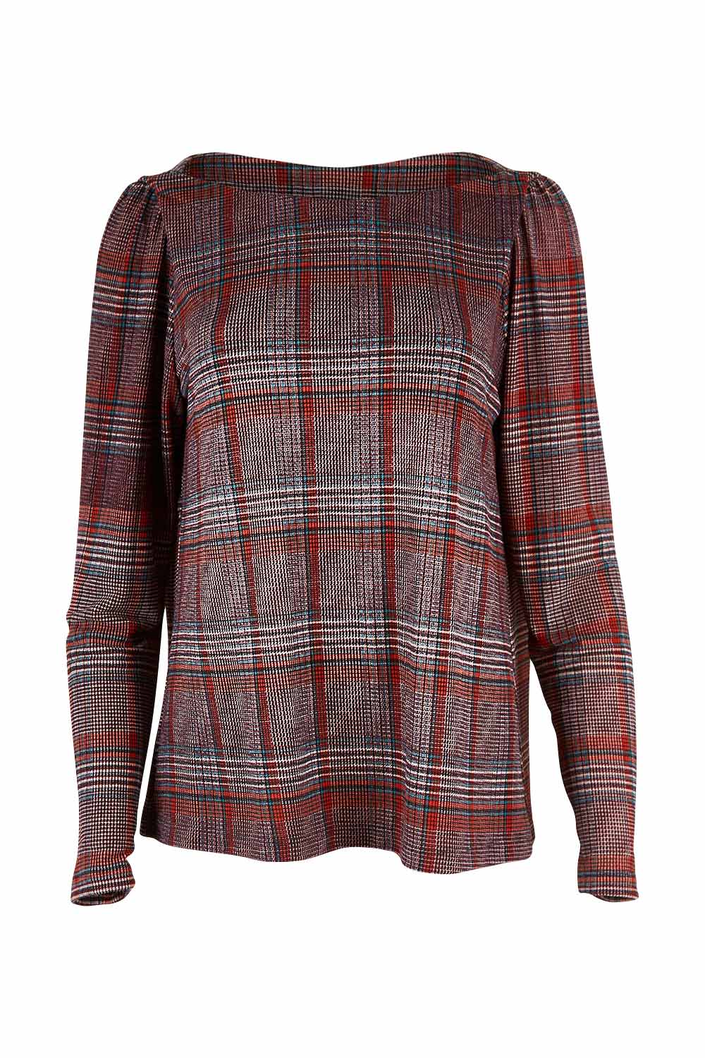 Product shot of the Belle Check Tee in colour Check, from the front
