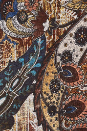 Product shot of the Belle Paisley Mixed Fabric Tunic in colour Paisley, detail