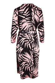 Product shot of the Belle Jungle Print Wrap Dress in colour Jungle (Black), from the back