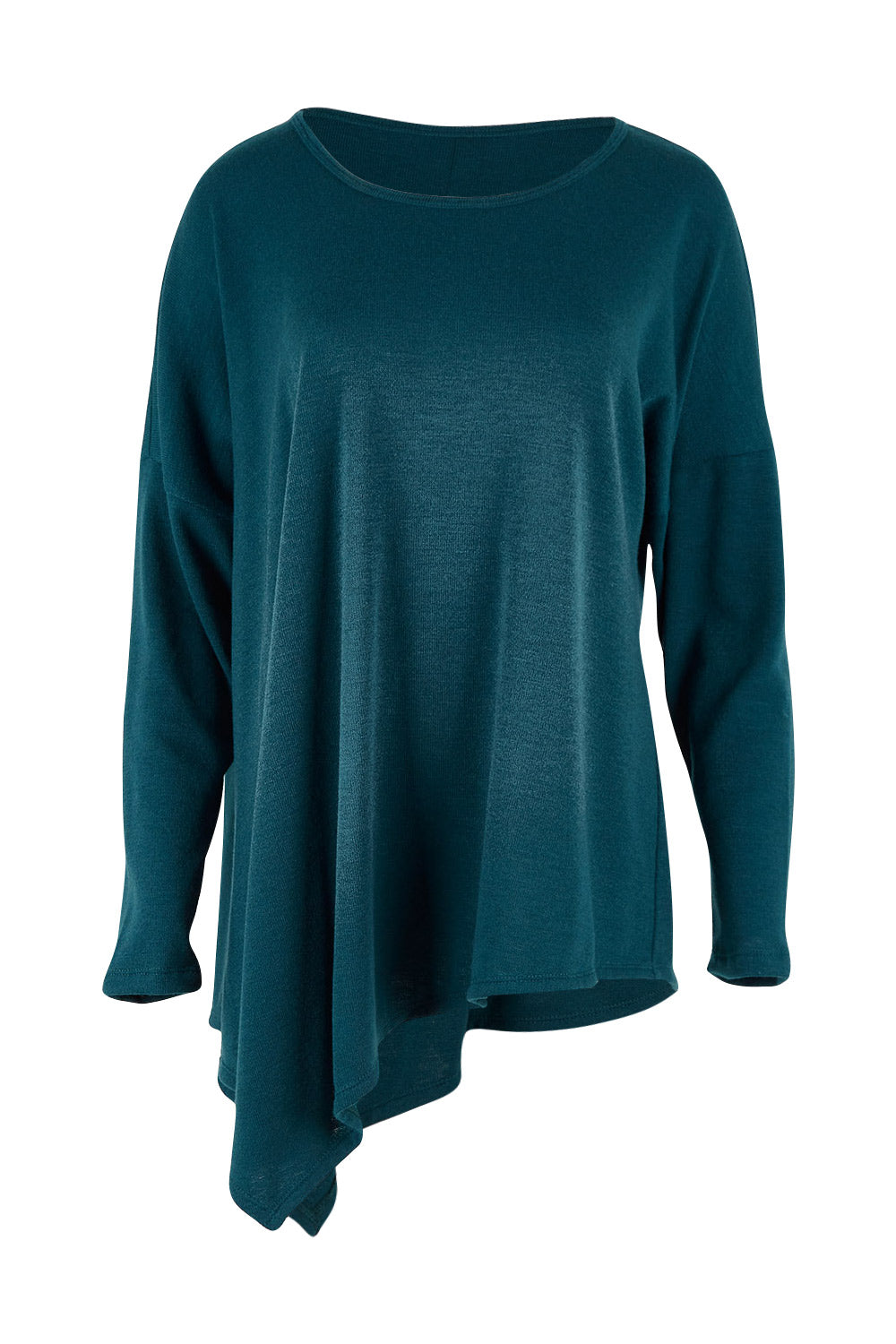 Product shot of the Belle Winter Warm Knit Throw Over in colour Teal (Blue), from the front