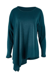 Product shot of the Belle Winter Warm Knit Throw Over in colour Teal (Blue), from the front