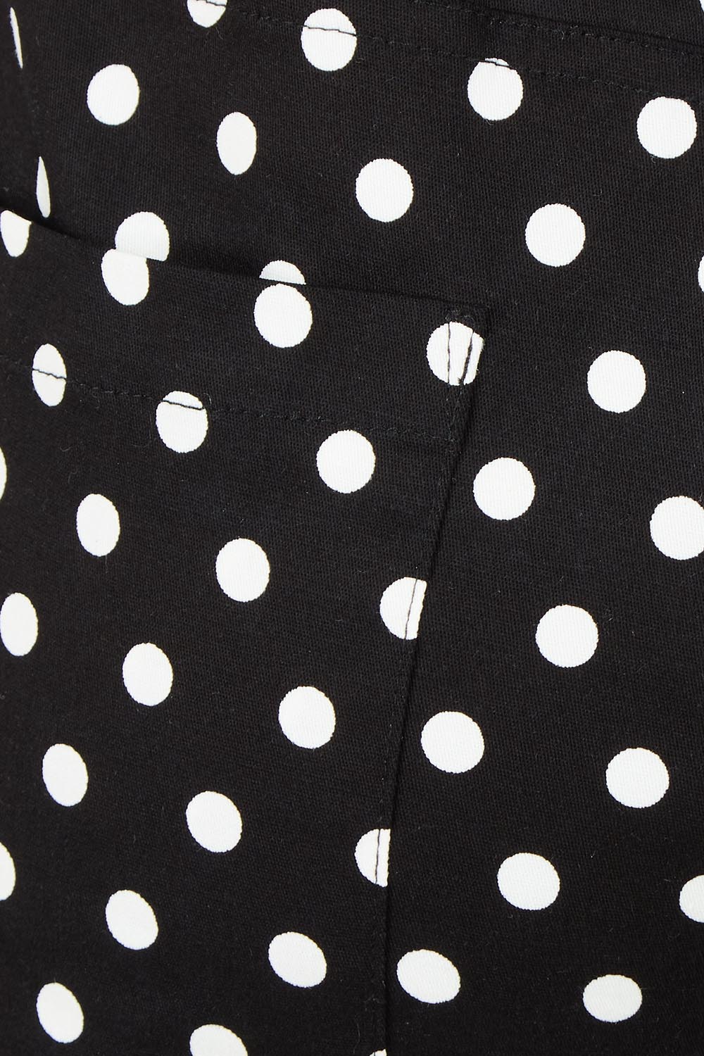 Product shot of the Belle Printed Pull On Slim Leg Cotton Stretch  Pant in colour Blackwhite (Black), detail