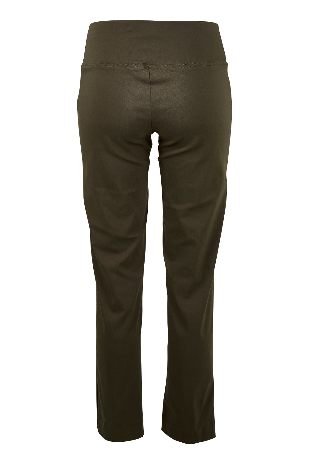 Product shot of the Belle Essential Pull On Slim Leg Pant in colour Nightgreen (Green), from the back
