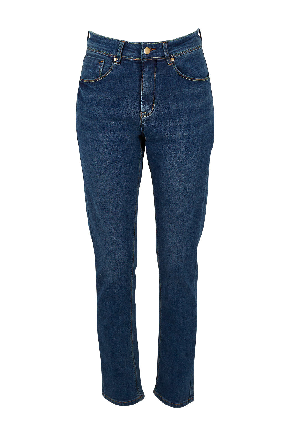 Product shot of the Belle Boot Leg Jean in colour Denim (Blue), from the front