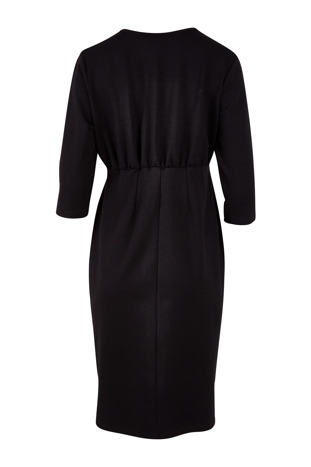 Product shot of the Belle Ponte Everywear Dress in colour Black (Black), from the back