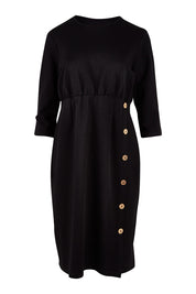 Product shot of the Belle Ponte Everywear Dress in colour Black (Black), from the front