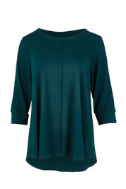 Product shot of the Belle Luxe Bamboo Spliced Tee – Deeplagoon in colour Deeplagoon, from the front