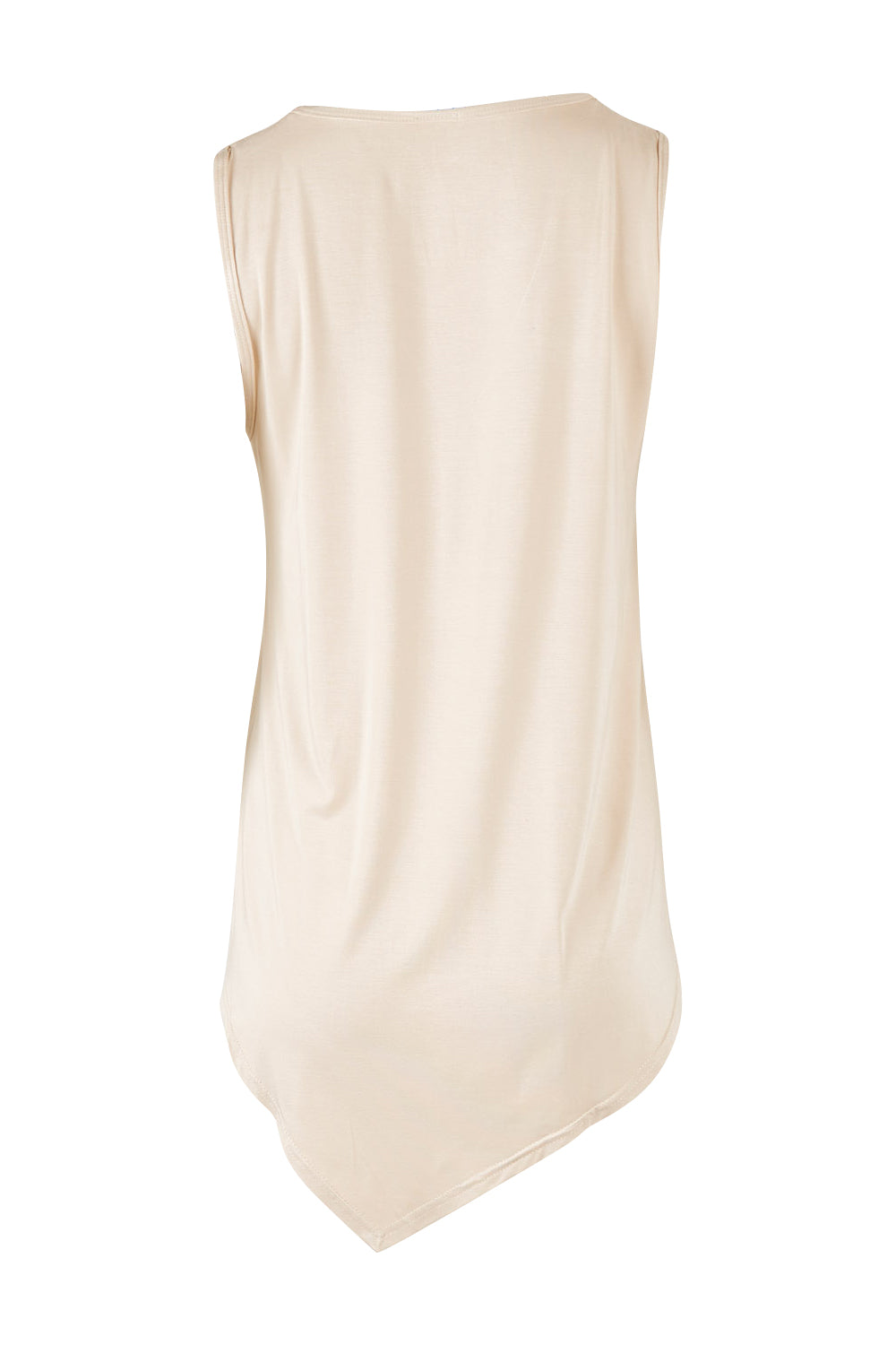 Product shot of the Belle Asymmetric Luxe Bamboo Tank in colour Straw, from the back