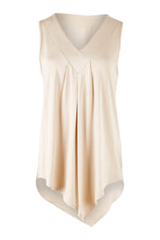 Product shot of the Belle Asymmetric Luxe Bamboo Tank in colour Straw, from the front