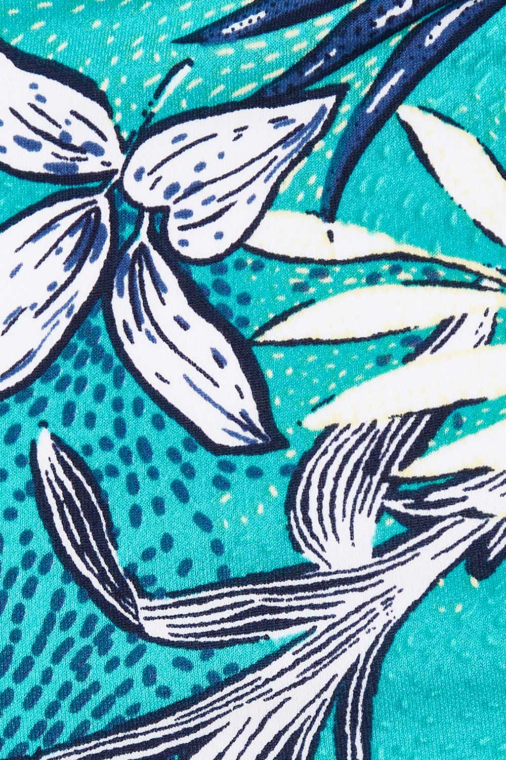 Product shot of the Belle Lined Side Gathered Skirt in colour Aquafleur (Green), detail