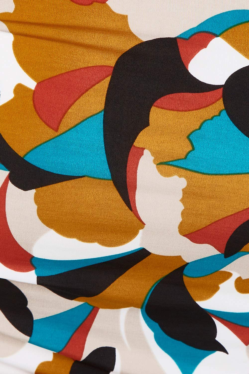 Product shot of the Belle Lined Side Gathered Skirt in colour Multiprint, detail