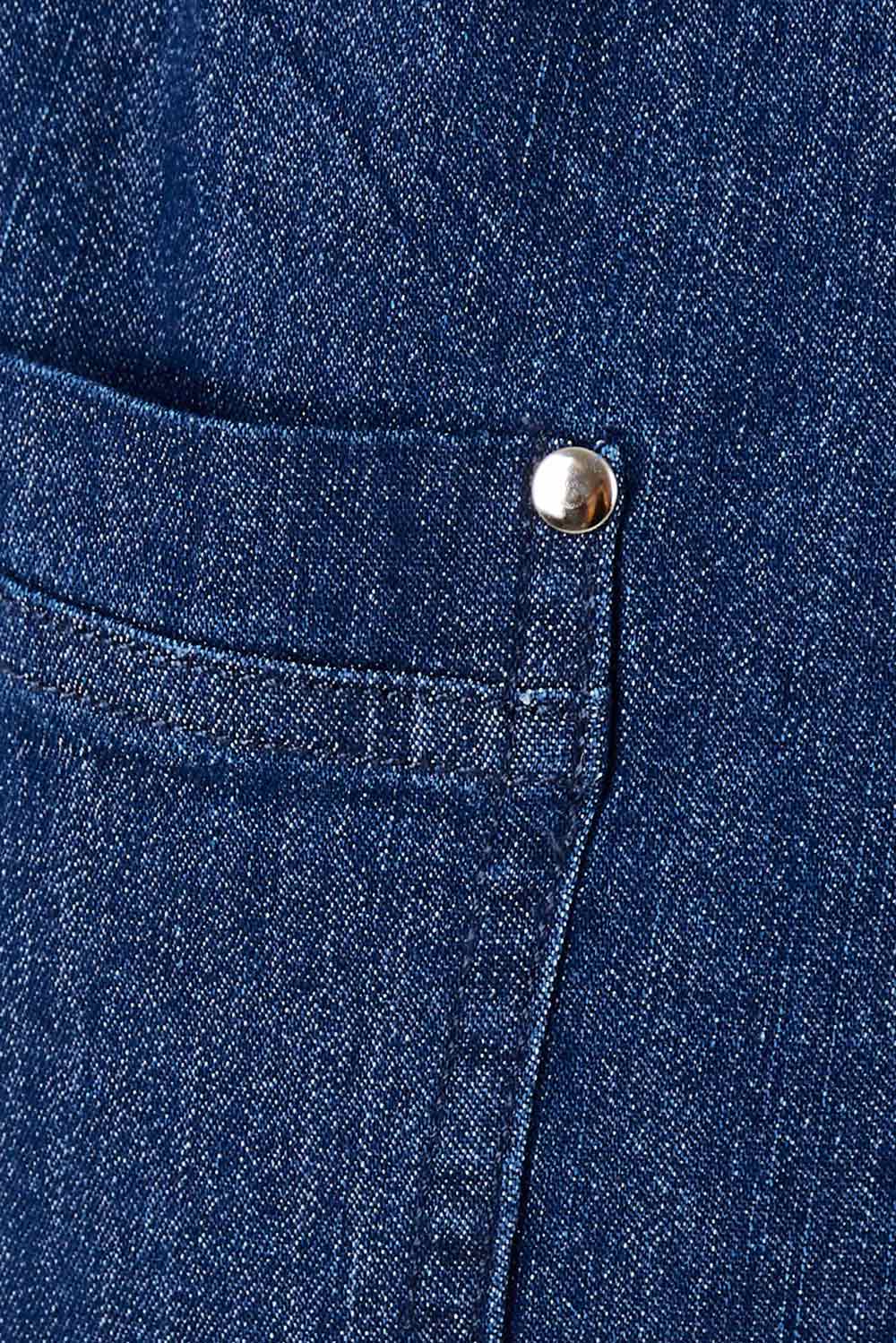 Product shot of the Belle 3/4 Length Pull On Jean in colour Denim (Blue), detail
