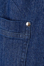 Product shot of the Belle 3/4 Length Pull On Jean in colour Denim (Blue), detail
