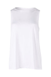 Product shot of the Belle Luxe Bamboo Tank in colour White (White), from the front