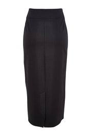 Product shot of the Belle Ponte Maxi Skirt in colour Black (Black), from the back