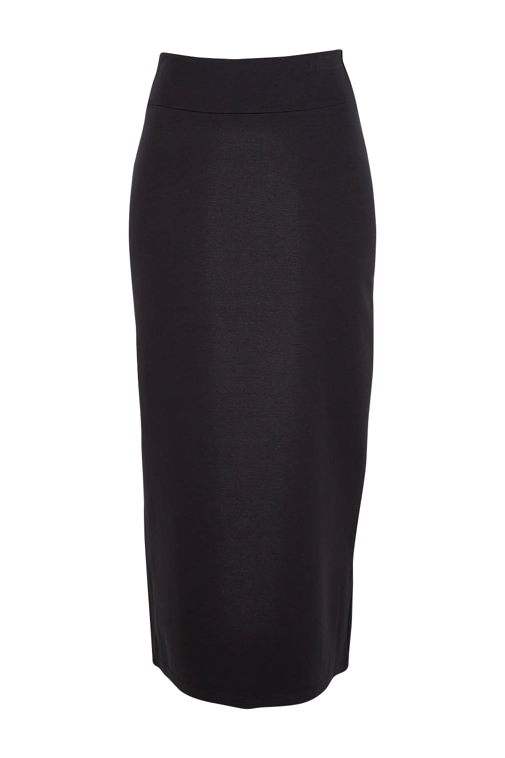 Product shot of the Belle Ponte Maxi Skirt in colour Black (Black), from the front
