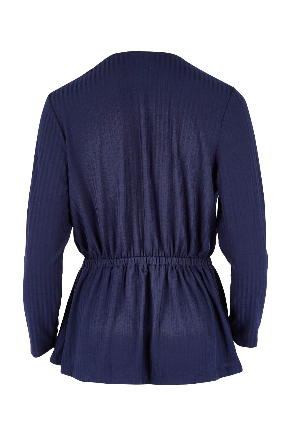 Product shot of the Belle X Over Long Sleeve Tee in colour Navy (Blue), from the back