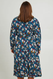Preloved Belle Printed Faux Wrap Dress - Tealfleur