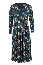 Preloved Belle Printed Faux Wrap Dress - Tealfleur