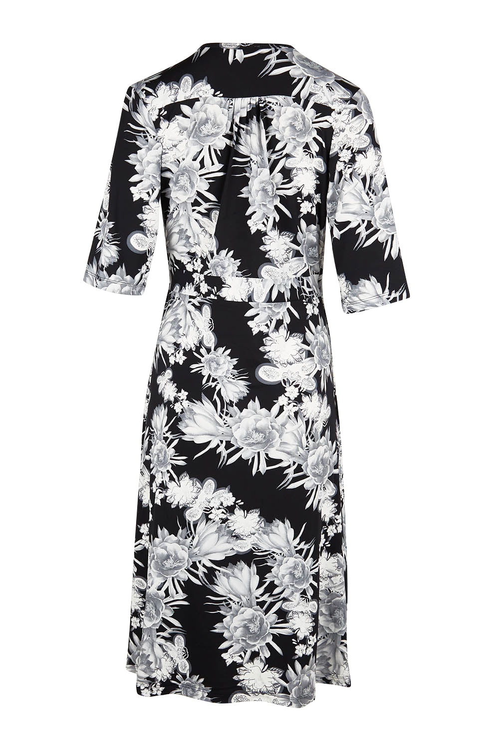 Product shot of the Belle Classic Full Skirt Dress in colour Blackgrey (Black), from the back