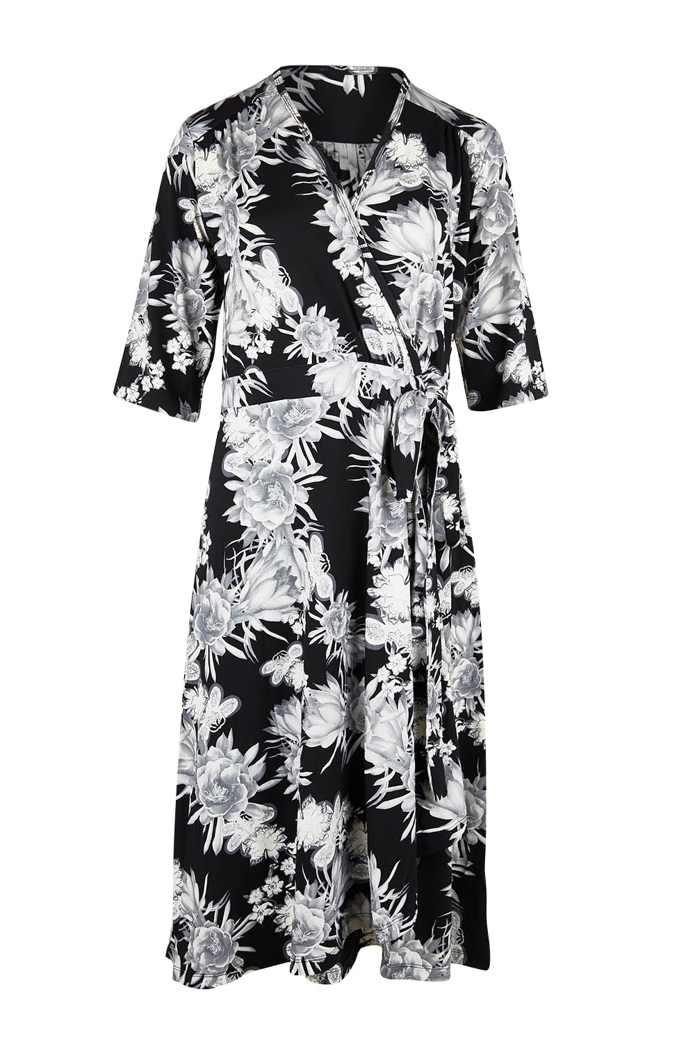 Product shot of the Belle Classic Full Skirt Dress in colour Blackgrey (Black), from the front