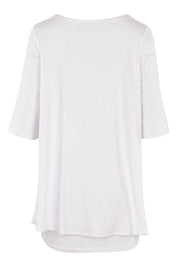 Product shot of the Belle Half Sleeve Forgiver Tunic in colour White (White), from the back