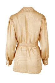 Product shot of the Belle Full Sleeve Printed Shirt in colour Tanivory, from the back