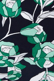 Product shot of the Belle Wide Waistband Pull On Skirt in colour Navyfloral (Blue), detail