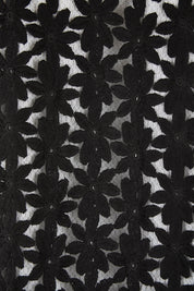 Product shot of the Belle Lined Embroided Tank in colour Black (Black), detail
