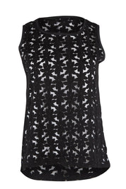Product shot of the Belle Lined Embroided Tank in colour Black (Black), from the front
