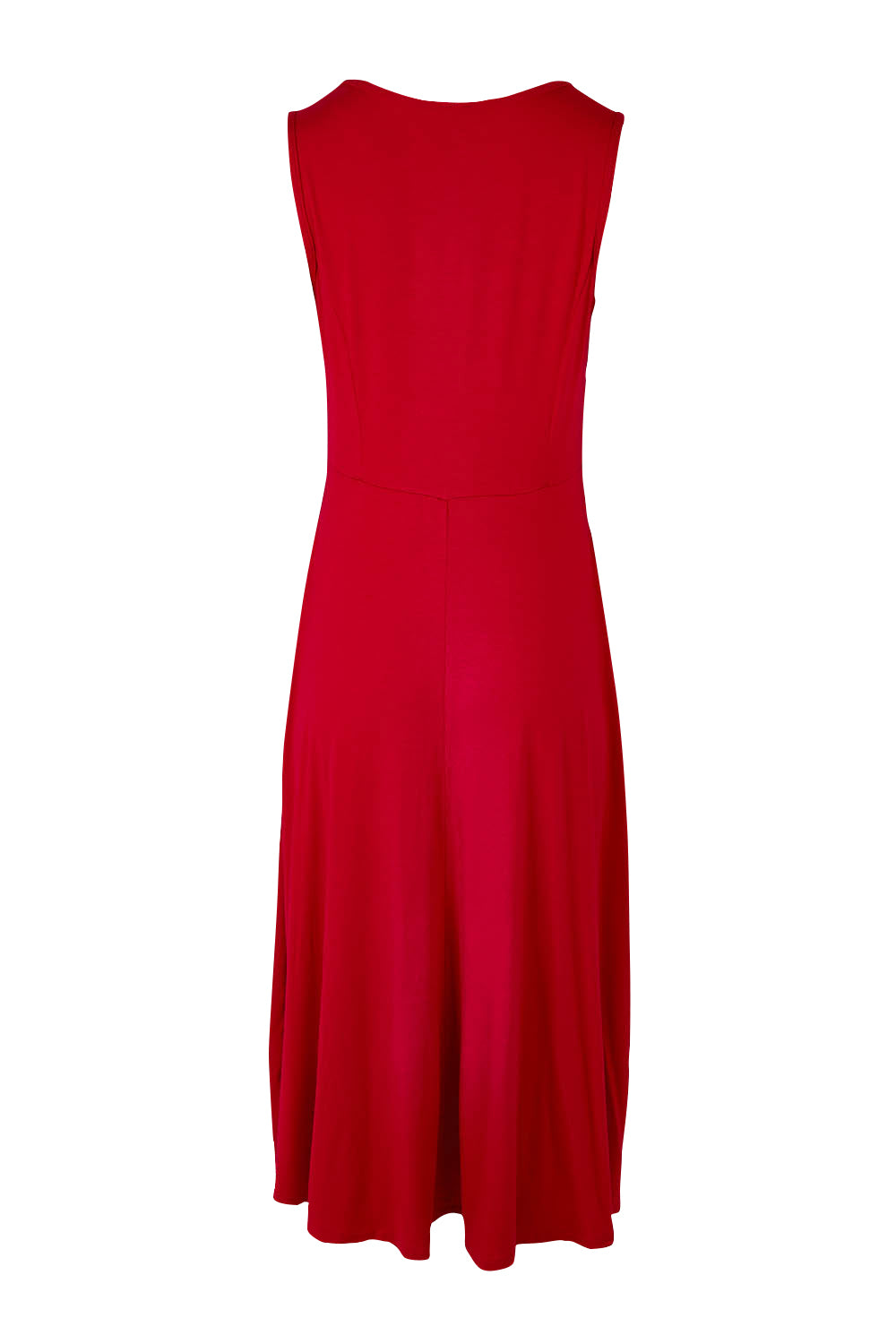 Product shot of the Belle Summer Fit & Flare Dress in colour Red (Red), from the back