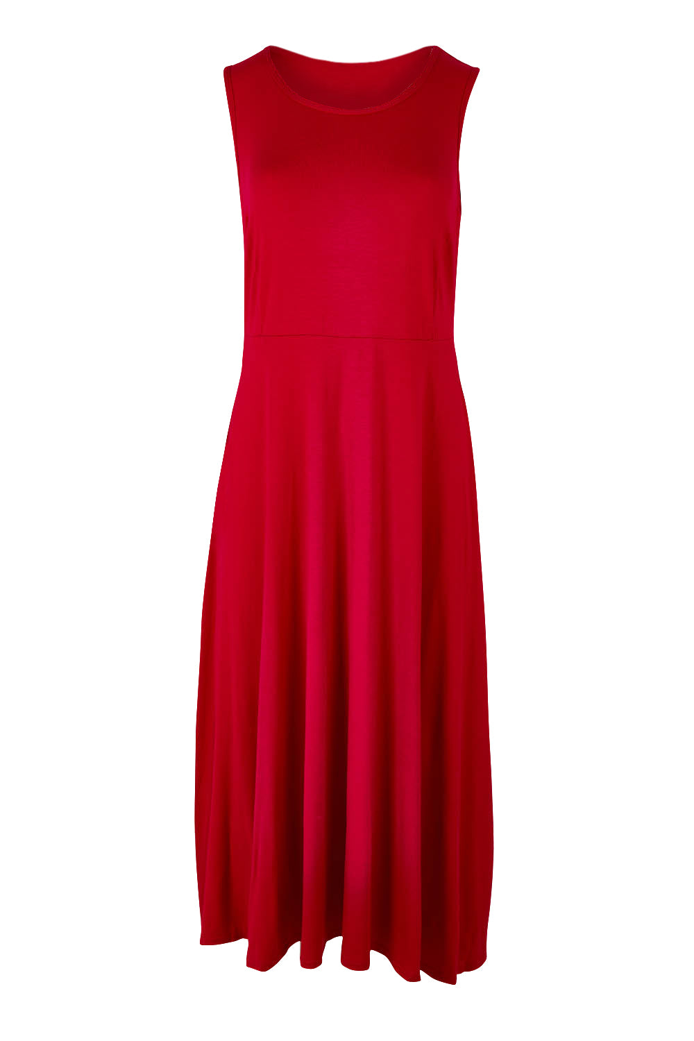 Product shot of the Belle Summer Fit & Flare Dress in colour Red (Red), from the front