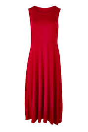 Product shot of the Belle Summer Fit & Flare Dress in colour Red (Red), from the front