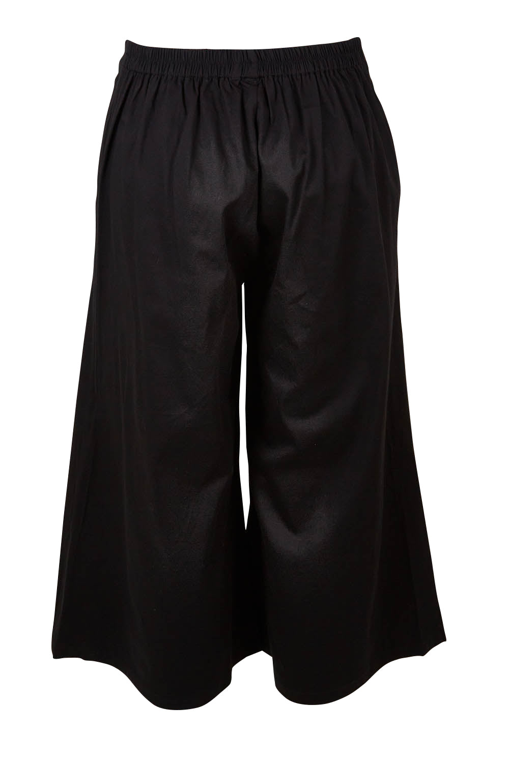 Product shot of the Belle Cotton Sateen Culottes in colour Black (Black), from the back